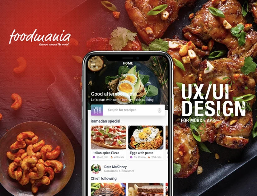 Cover of the Behance project Foodmania · Recipe app